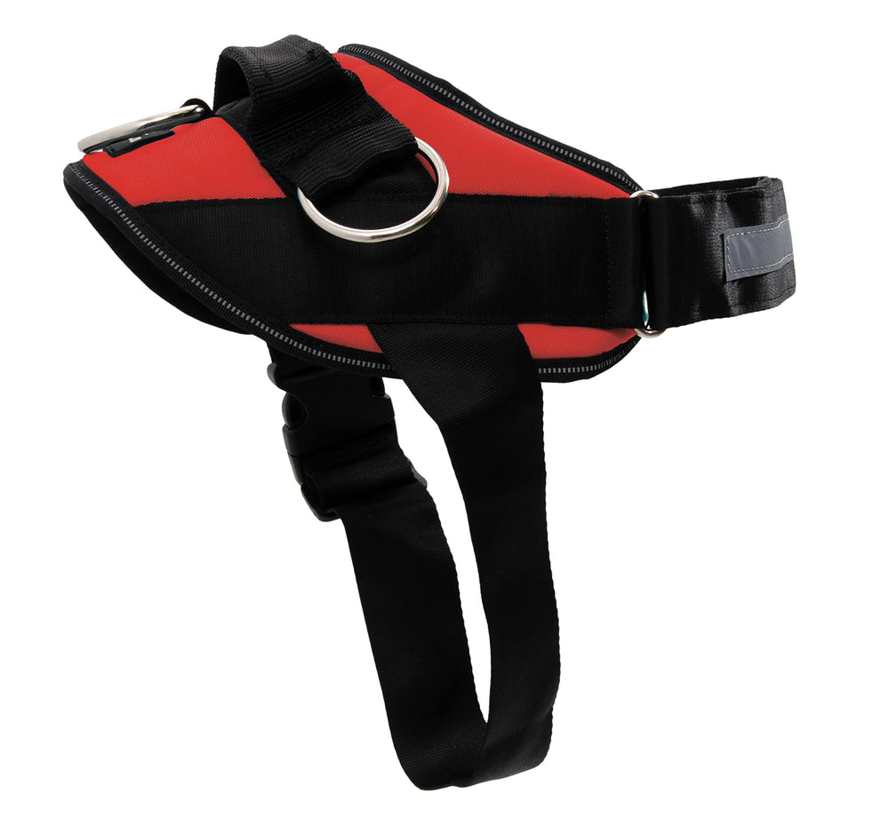 ShawnCo Essential Dog Harness Mustang Red front view offers no-pull support for comfortable walks.