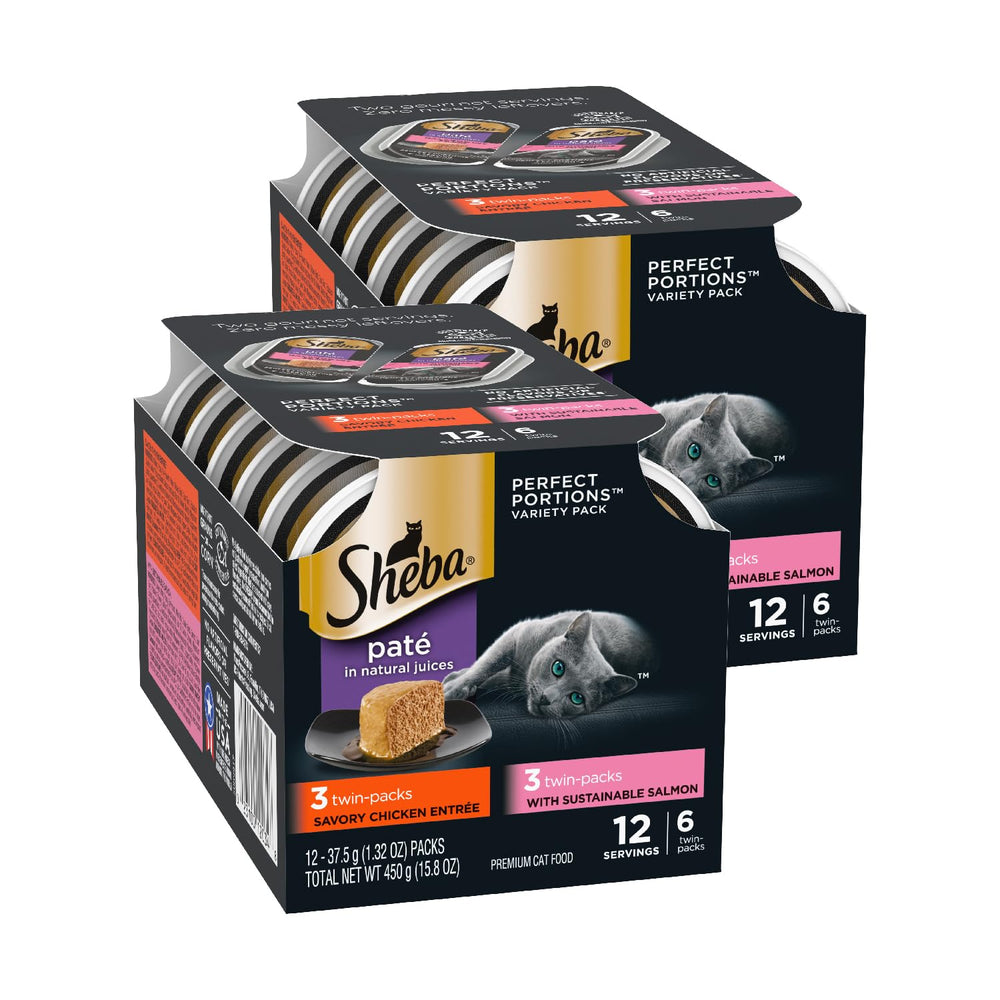 Sheba Perfect Portions chicken entree pate in a tray, protein-rich cat meal.