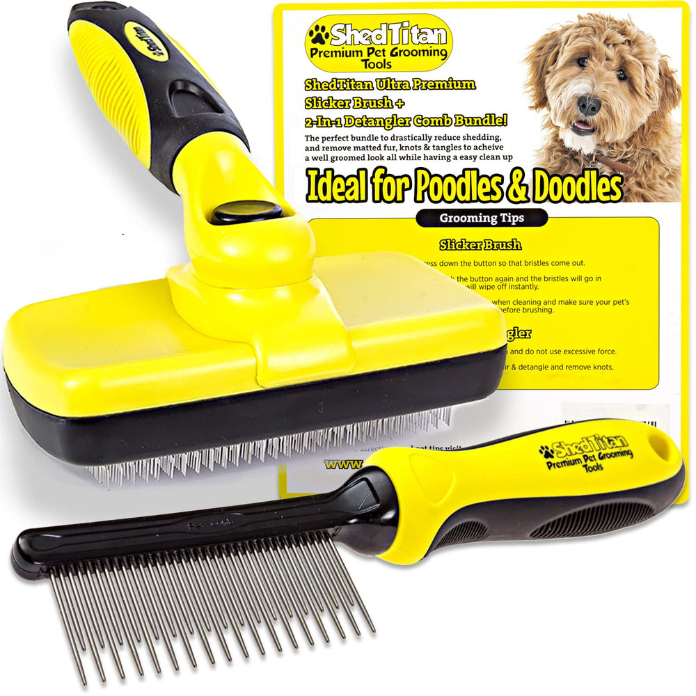SHEDTITAN ShedTitan Doodle Brush self-cleaning mechanism in action for quick grooming