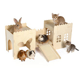 SHEENLULU Rabbit Hideout front view shows airy castle design for playful rabbits