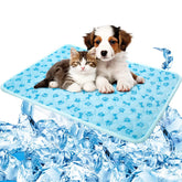 SHEJIZE Dog Cooling Mat folded for travel offers portable cooling on the go.
