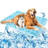 SHEJIZE dog cooling mat front view offers cooling comfort for hot days.