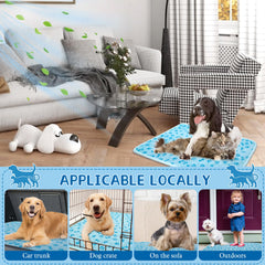 SHEJIZE Dog Cooling Mat non-slip bottom keeps pets secure on any surface.