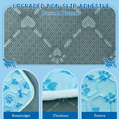 SHEJIZE dog cooling mat non-slip bottom keeps the mat in place.