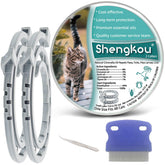 ShengKou flea collar cat adjustable-length on-neck demonstration for a snug fit and protection.