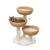 SHENGOCASE cat tree tower with wicker basket for large cats up to 20lbs