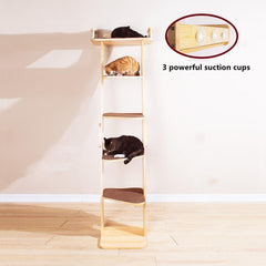 SHENGOCASE six-level leaning cat tree provides varied vertical play.