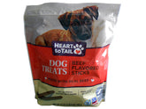 Shep Heart to Tail beef sticks packaging highlights real beef for dogs.
