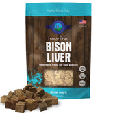 Shepherd Boy Farms Higado de bisonte deshidratado en empaque 3 onzas, snack natural para perros y gatos.