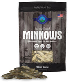 Shepherd Boy Farms freeze-dried minnow treat pouch offers a protein-rich snack for dogs and cats.