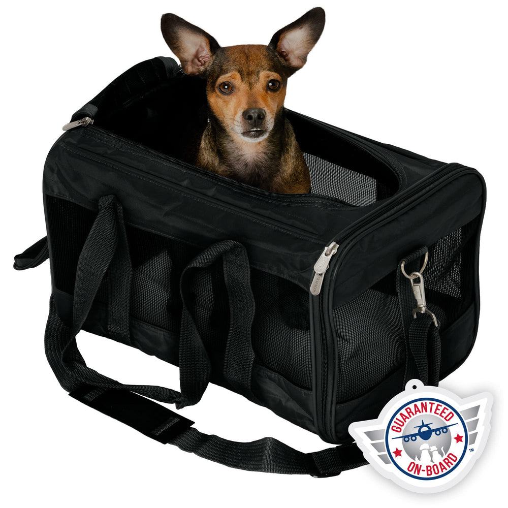 Sherpa Original Deluxe Medium underseat fit showcases cabin-friendly size for easy travel
