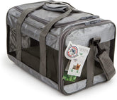 Sherpa To Go Travel Pet Carrier gray front view ideal for in-cabin travel.