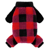Shifenmei dog Christmas sweater red plaid closeup for warm cozy wear