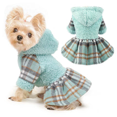 Shifenmei dog hoodie small plaid warmth keeps small dogs comfy on cold walks