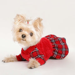 Shifenmei dog sweater red XS back view shows snug fit for chilly days.