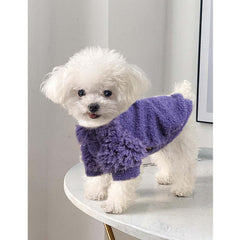 Shifenmei dog sweater stretched fabric closeup highlights easy pull-on with comfortable belly wrap.