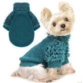 Shifenmei small dog sweater in green front view shows cozy warmth for winter walks.