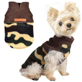 Shifenmei XXS camouflage dog sweater front view keeps tiny dogs cozy in winter.