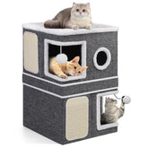 Shikha 2-Storey Cat House front view with dual condos and elevated perch.