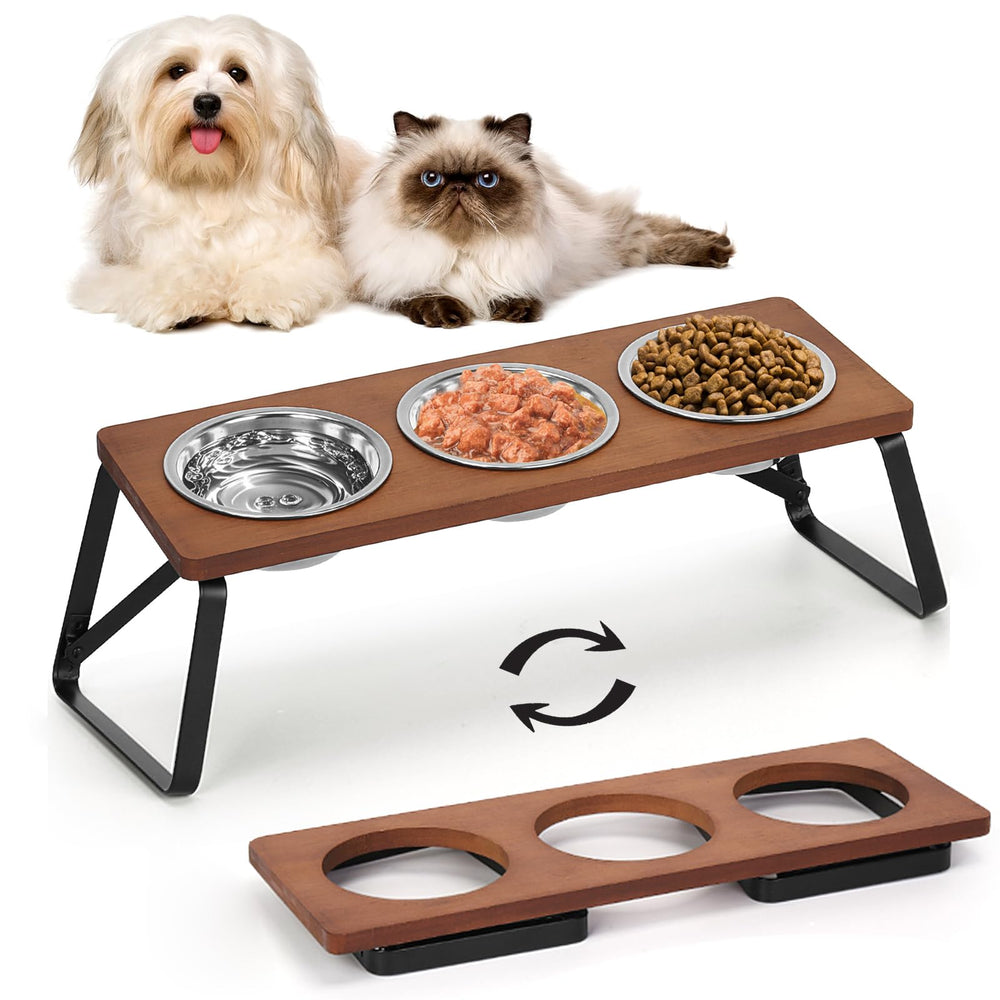 ShineMe elevated cat bowls tilt-stand with 10-degree design for comfortable feeding and fewer spills.