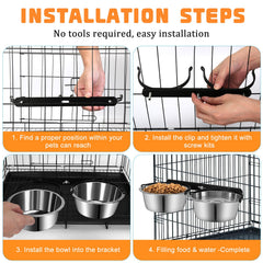ShineMe crate bowl mounting system shown for easy installation on a cage