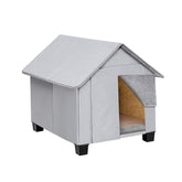 SHINEBBYS Outdoor Dog House front view shows weatherproof shelter for year-round use