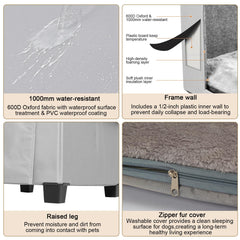 SHINEBBYS Outdoor Dog House roof close-up: sloped runoff and UV-resistant materials.