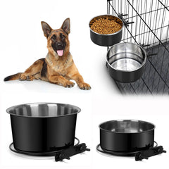 ShineMe attachable crate bowls set for easy feeding in a mess-free crate.
