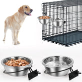 ShineMe crate bowls for large dogs—heavy-duty stainless steel with 56oz capacity per bowl for reliable hydration.