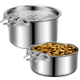 ShineMe no-spill dog bowls with hanging hook in kennel for cleaner feedings