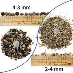 SHIZWU colored pebbles 2-4mm close-up for vibrant terrarium and aquarium accents
