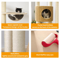 SHODMI natural materials detail—sisal rope and wood post designed for safe scratching.