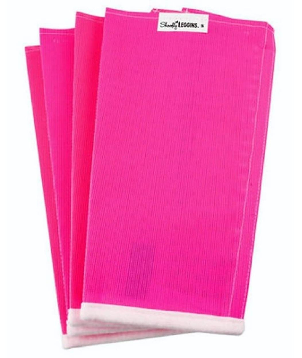 SHOOFLY Leggins on pink small horse leg reduce stomping and fatigue.