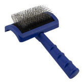 Show Tech Tuffer Than Tangles Slicker Brush top view highlights ergonomic grip for comfortable grooming sessions