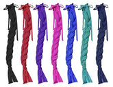 Showman durable Lycra braid-in tail bag black front view keeps braids organized for shows