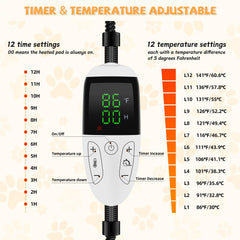 ShuRung LED thermostat control provides precise temperature and timer settings.