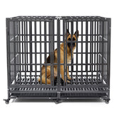 SHUSHIM 54inch heavy-duty dog crate front view with spacious interior for large breeds