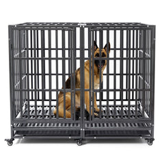 SHUSHIM 54inch heavy-duty dog crate front view with spacious interior for large breeds