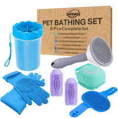 SHYNEE 8PCs dog grooming kit overview with all tools for bath time