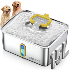 SIBAYS 4Gal water fountain front view showing large capacity for multiple pets.