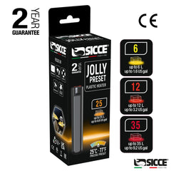Sicce Betta tank with heater demonstrates compact, safe warmth.