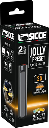 Sicce Jolly 22W front view highlights compact heater for precise small-tank temperature control.