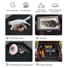 Siedihit dark grey pet playpen outdoors with pets enjoying fresh air