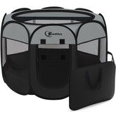 Siedihit dark grey playpen folded in tote bag for easy transport