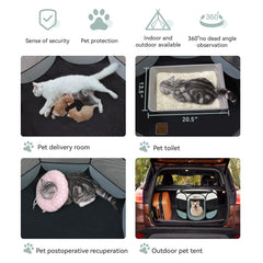 Siedihit Dog Playpen folded tote illustrates compact storage for travel