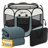 Siedihit dog playpen front view with secure door for versatile indoor-outdoor use.