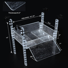 SIKGFPN adjustable turtle basking platform front view highlights clear acrylic design for visibility