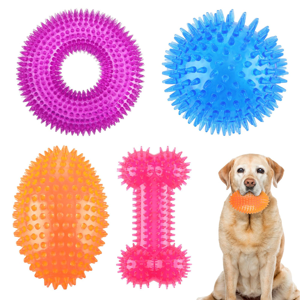 Silipull spiky squeaker football toy in blue enhances interactive fetch for medium and large dogs.