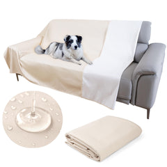 SILLY LEGACY reversible protector on sofa shows two shades while guarding against messes.