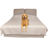 SILLY LEGACY thin reversible waterproof cover on bed shields bedding from spills and pet hair.